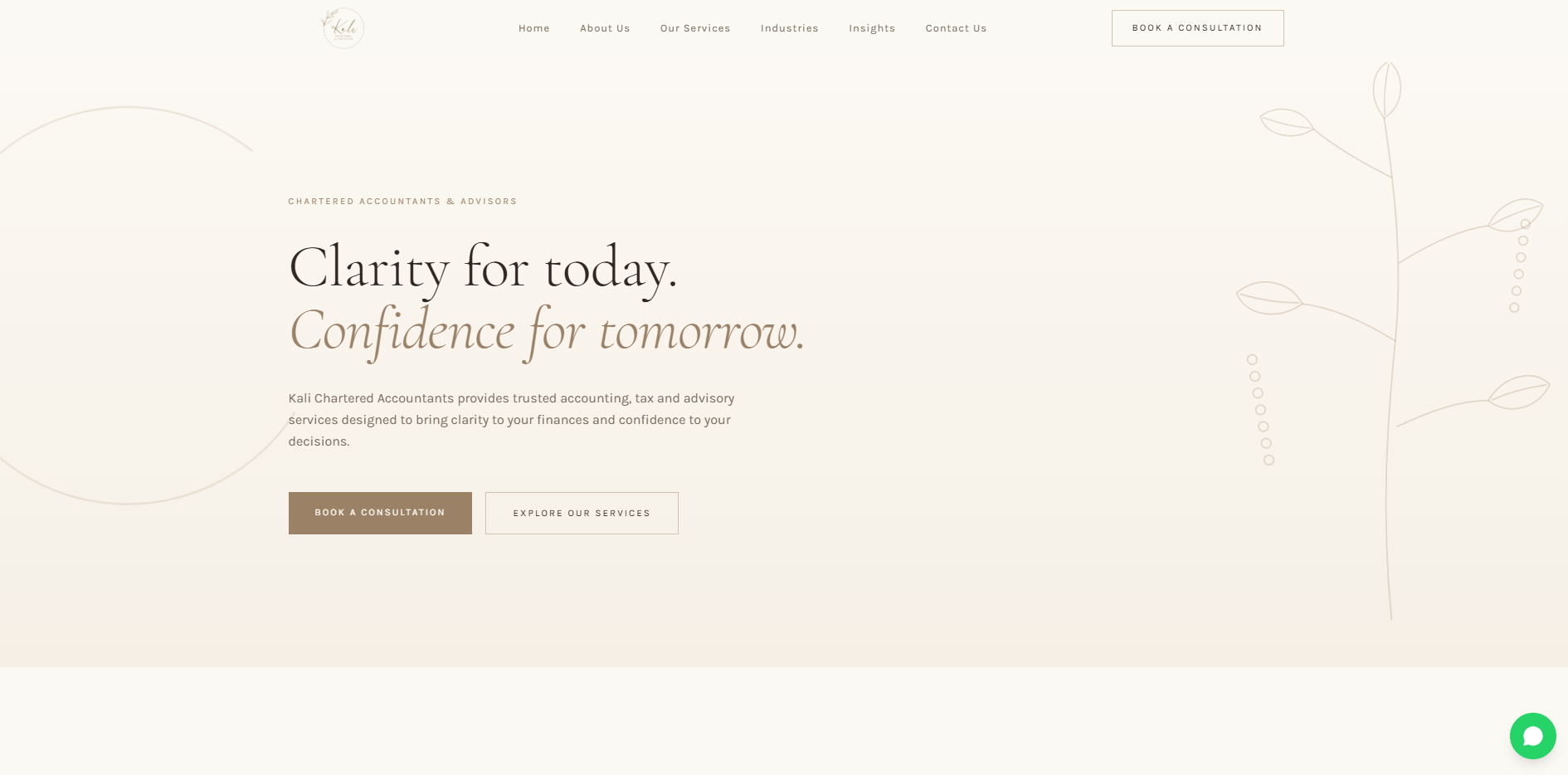 Kali Chartered Accountants website screenshot